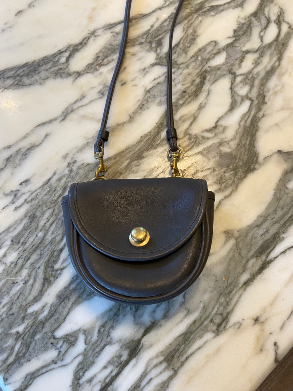 Coach Mini Black Leather Crossover Bag
